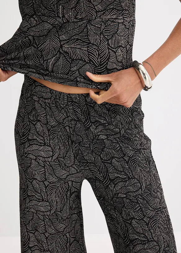 Pantalon en jersey crêpe texturé, bonprix