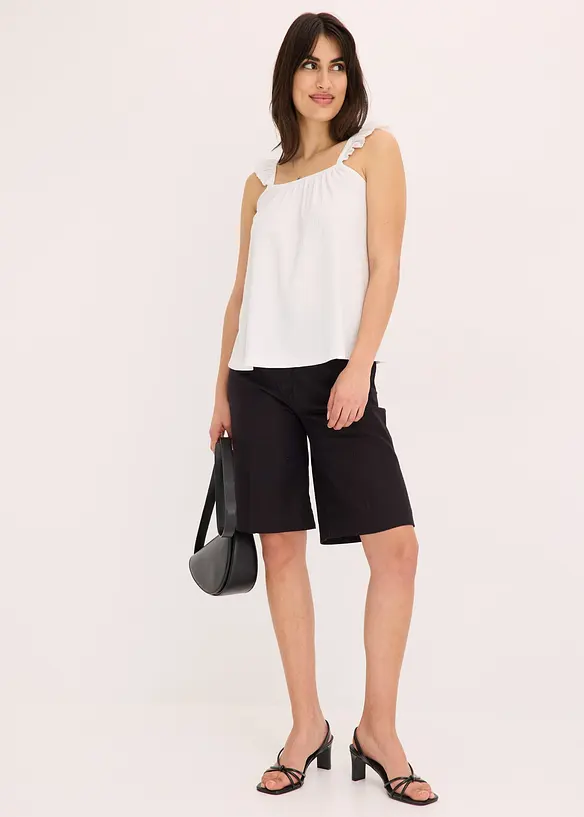 Top en jersey crêpe à bretelles volantées, bonprix