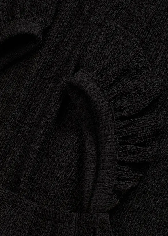 Top en jersey cr&ecirc;pe &agrave; bretelles volant&eacute;es, bonprix