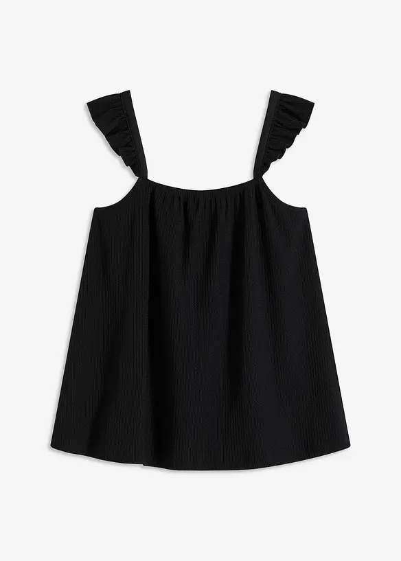 Top en jersey cr&ecirc;pe &agrave; bretelles volant&eacute;es, bonprix