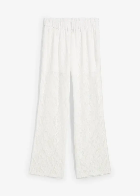 Pantalon en dentelle à taille élastiquée, bonprix