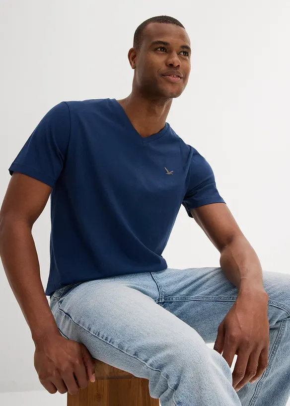 Lot de 2 T-shirts col V 100% coton, bonprix