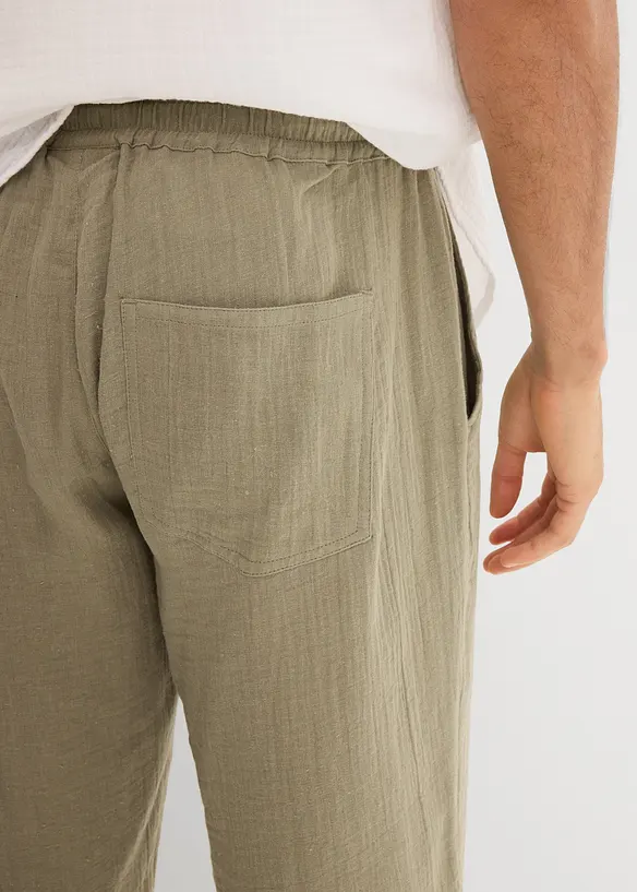 Pantalon jogger Regular en gaze de coton, Tapered, bonprix