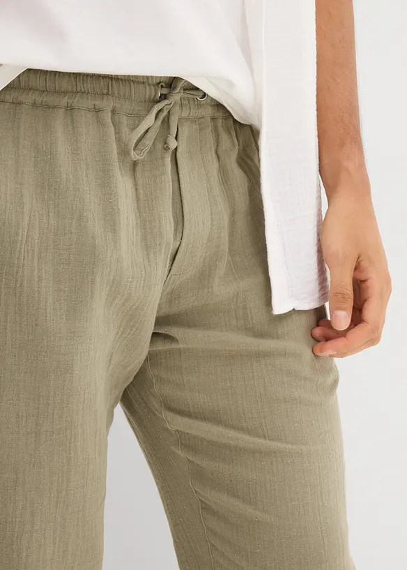 Pantalon jogger Regular en gaze de coton, Tapered, bonprix