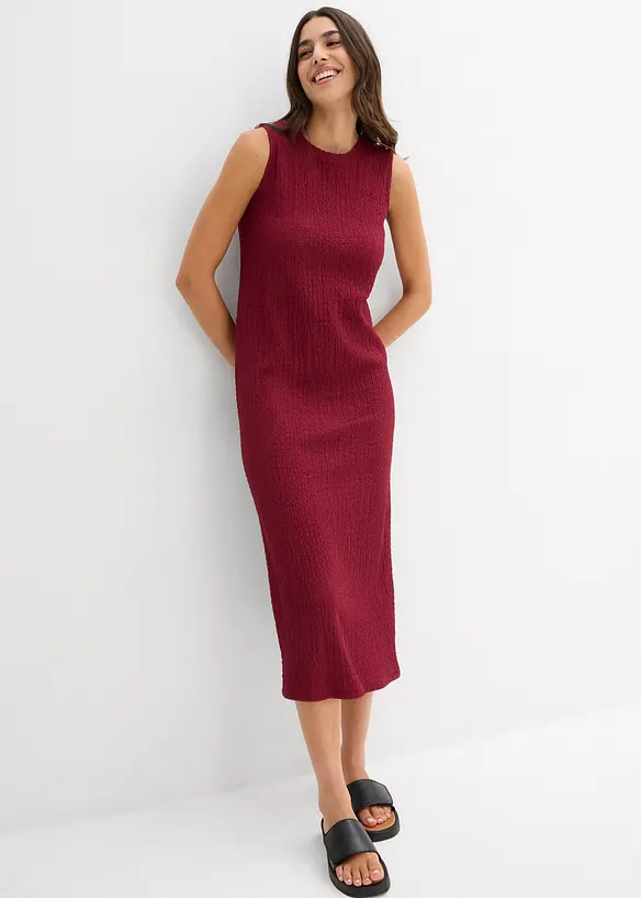 Robe en jersey crêpe gaufré, bonprix