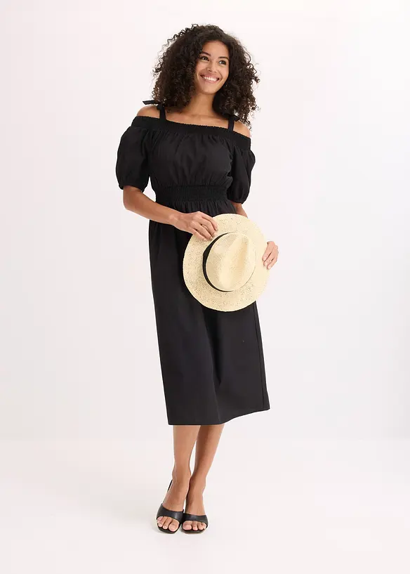 Robe col Bardot 100% coton, bonprix