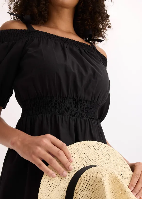 Robe col Bardot 100% coton, bonprix