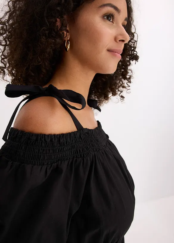 Robe col Bardot 100% coton, bonprix