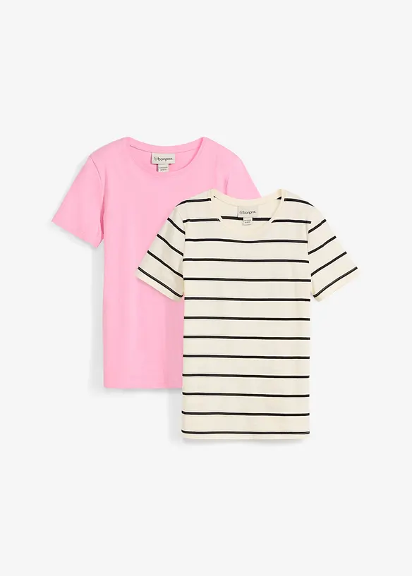 Lot de 2 T-shirts 100% coton, bonprix