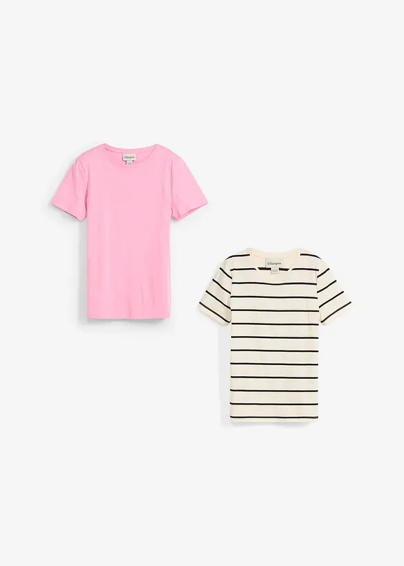 Lot de 2 T-shirts 100% coton, bonprix