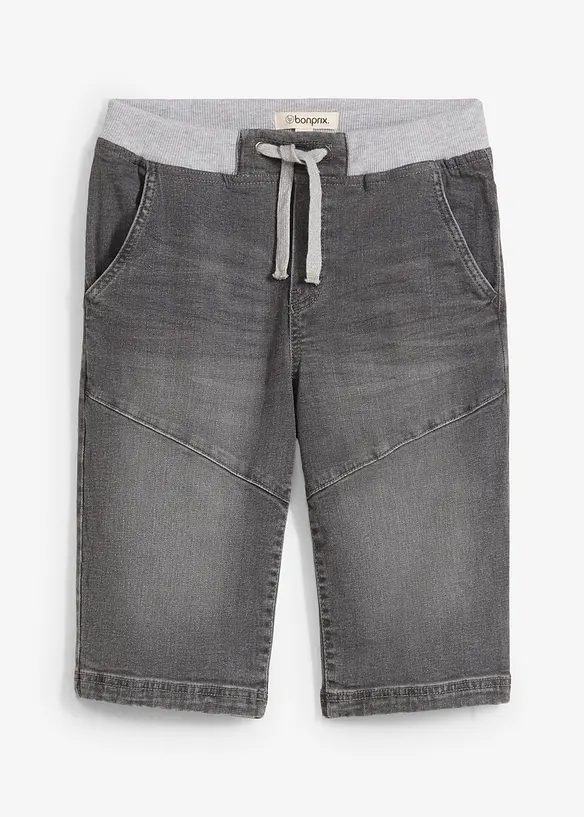 Bermuda en jean extensible à taille élastiquée, Regular, bonprix