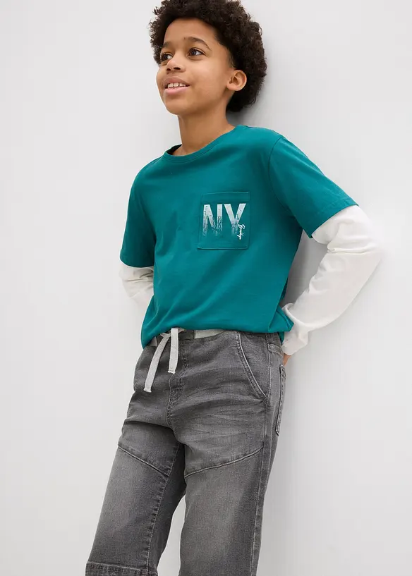 Bermuda en jean extensible à taille élastiquée, Regular, bonprix