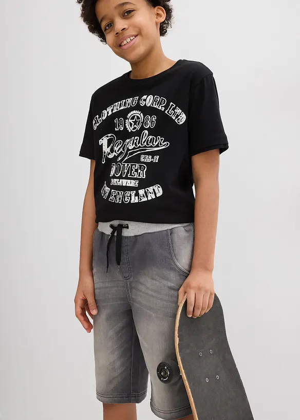 Bermuda en molleton aspect jean, Regular, bonprix