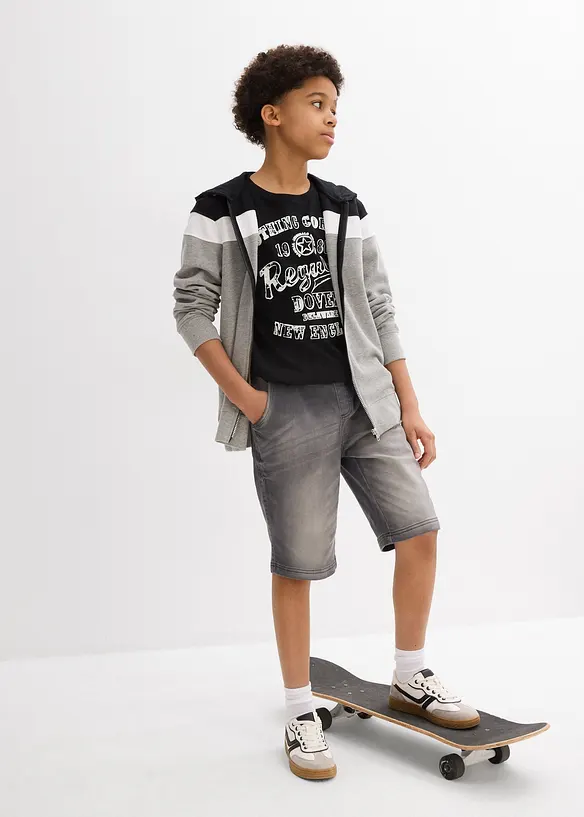 Bermuda en molleton aspect jean, Regular, bonprix