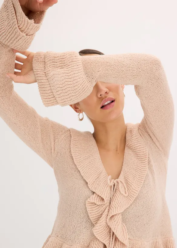 Gilet en maille volanté, bonprix