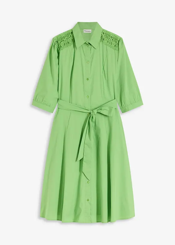 Robe-chemise avec dentelle et lien à nouer, bonprix