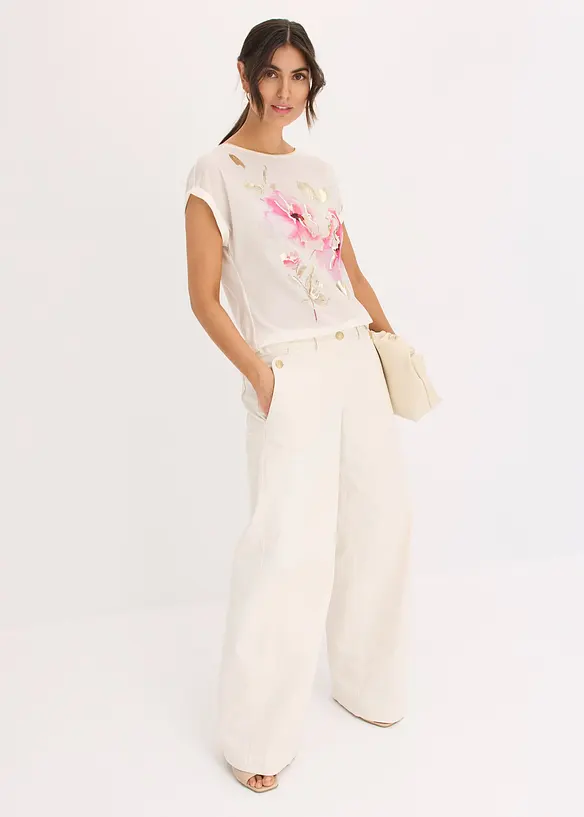 T-shirt à empiècement tissé, bonprix