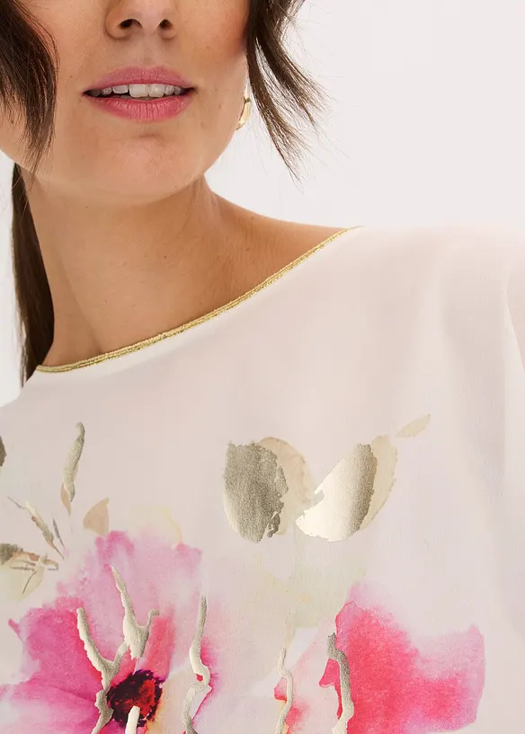 T-shirt à empiècement tissé, bonprix