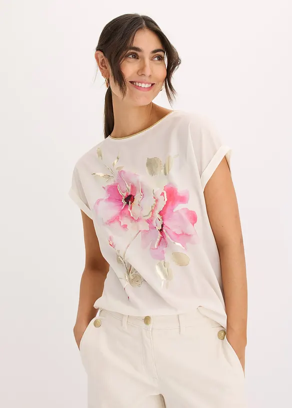 T-shirt à empiècement tissé, bonprix