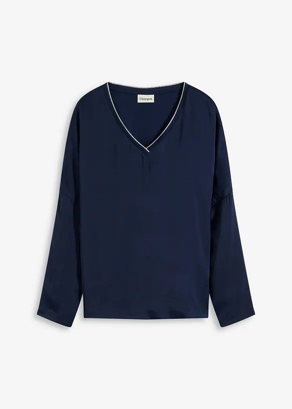 T-shirt &agrave; manches chauve-souris, empi&egrave;cement en satin, bonprix