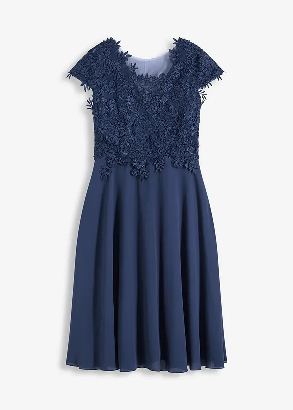 Robe midi en tulle délicat avec dentelle, bonprix