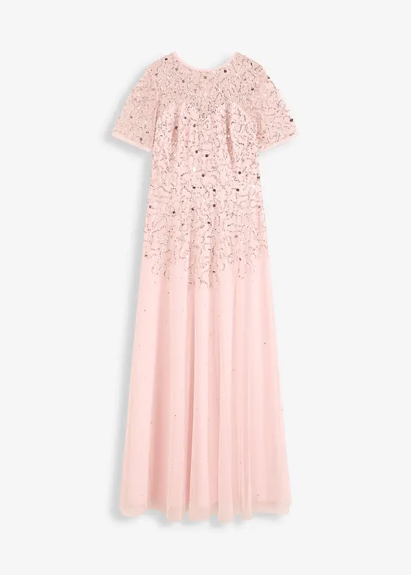 Robe longue en tulle délicat à sequins brodés, bonprix