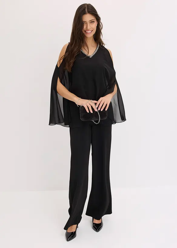 Combinaison avec haut drapé et strass, bonprix