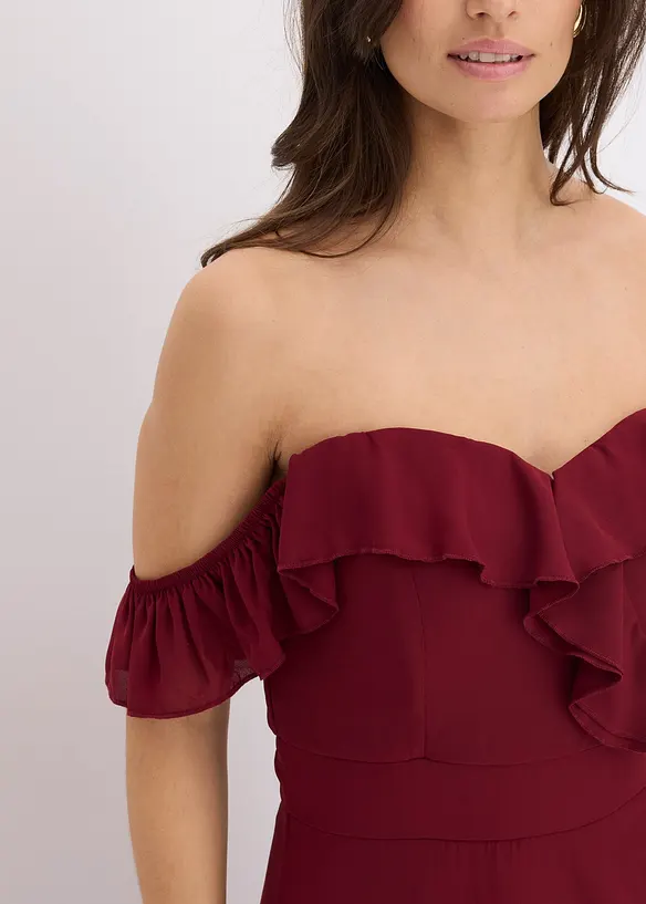 Robe encolure Bardot à volants, bonprix