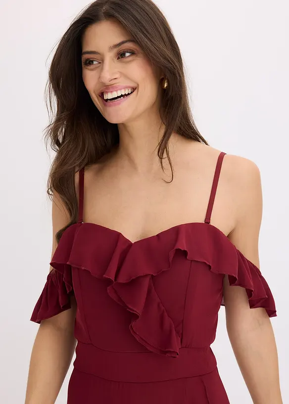 Robe encolure Bardot à volants, bonprix