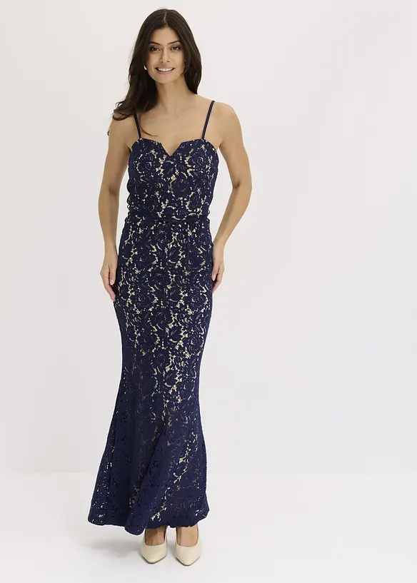 Robe en dentelle avec bretelles et ruban satiné, bonprix