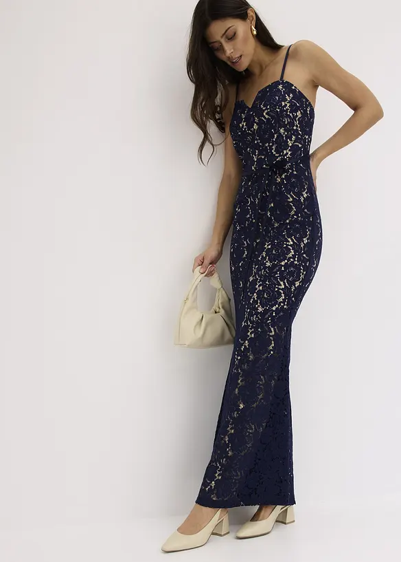 Robe en dentelle avec bretelles et ruban satiné, bonprix