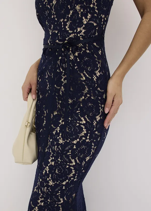 Robe en dentelle avec bretelles et ruban satiné, bonprix