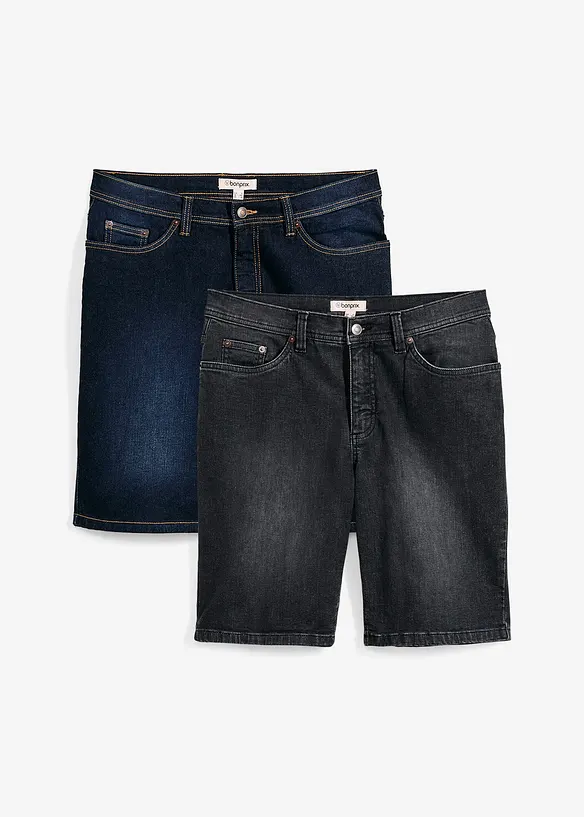 Lot de 2 bermudas en jean extensible, Regular, bonprix
