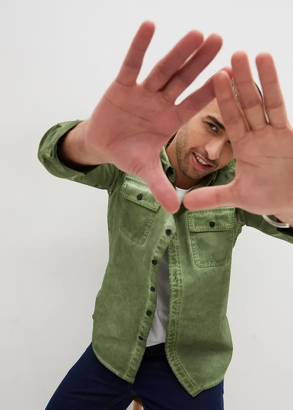 Chemise aspect délavé, 100% coton, bonprix