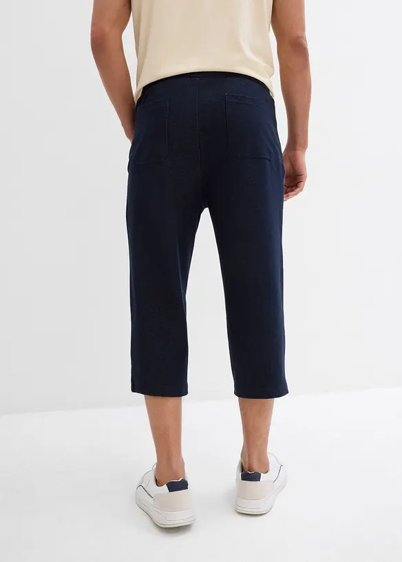 Pantalon 3/4 molleton aspect denim à taille élastiquée, bonprix