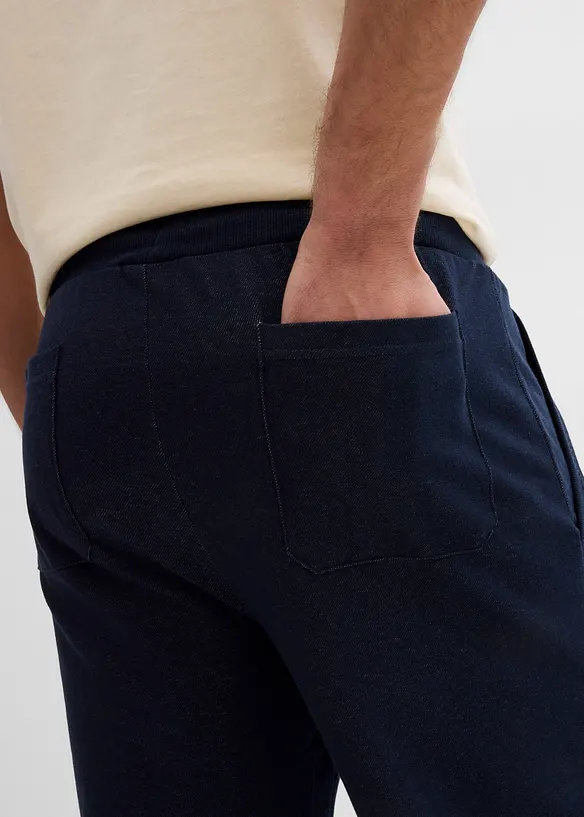 Pantalon 3/4 molleton aspect denim à taille élastiquée, bonprix