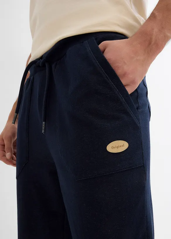 Pantalon 3/4 molleton aspect denim à taille élastiquée, bonprix