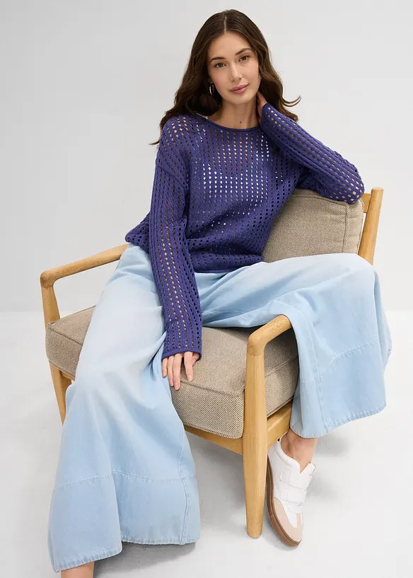 Pull en maille ajourée, bonprix