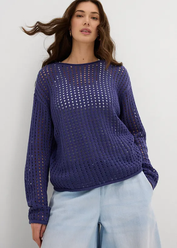 Pull en maille ajourée, bonprix