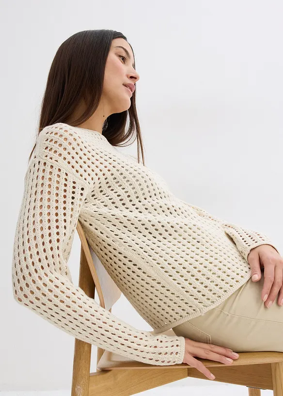 Pull en maille ajour&eacute;e, bonprix