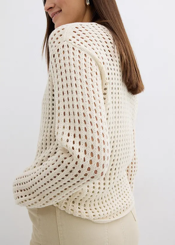 Pull en maille ajour&eacute;e, bonprix