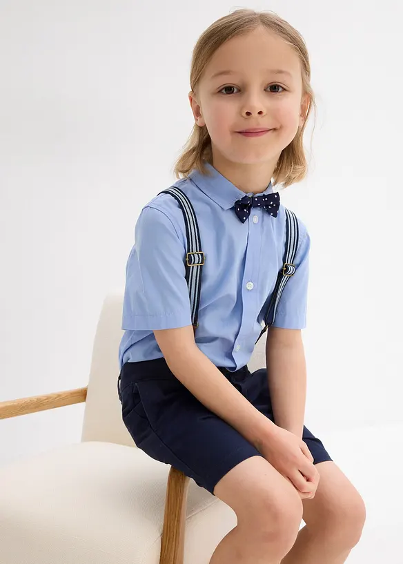 Chemise manche courtes, bermuda chino, bretelles et nœud papillon (ens. 4 pces), bonprix