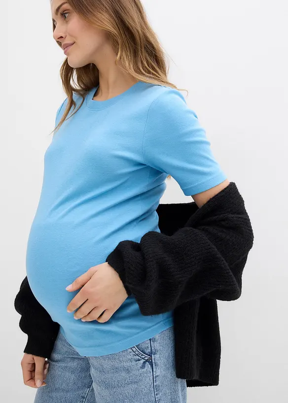 Lot de 2 t-shirts de grossesse côtelés 100% coton, bonprix