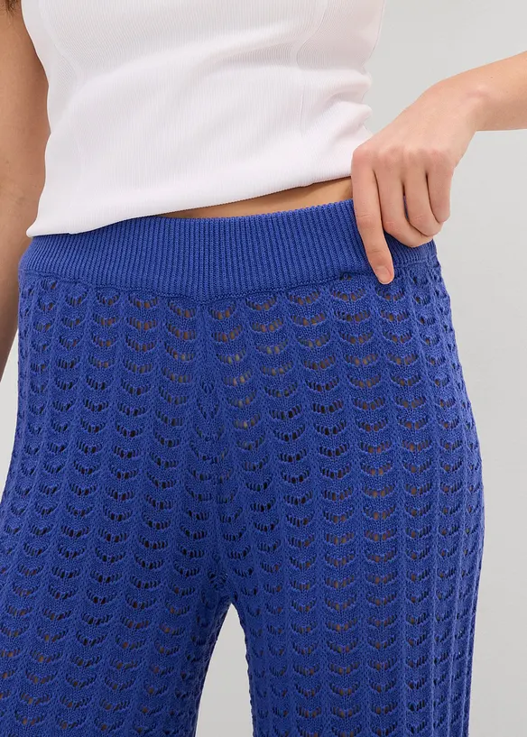 Pantalon taille élastiquée en maille ajourée, bonprix