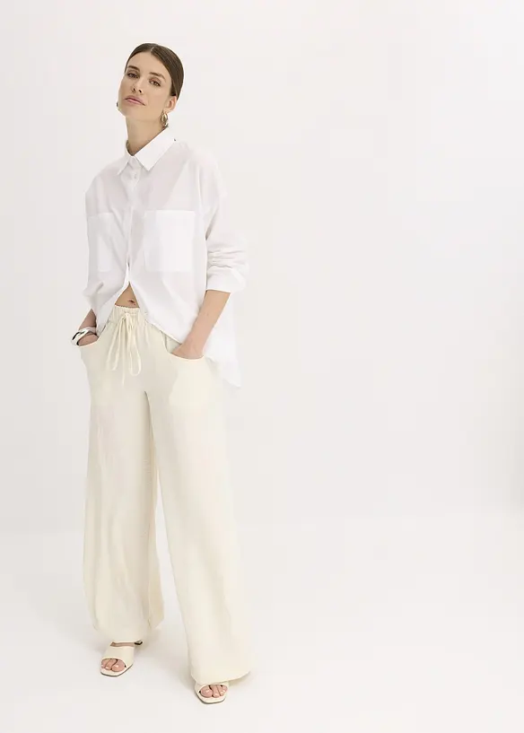 Pantalon large en crêpe léger, bonprix