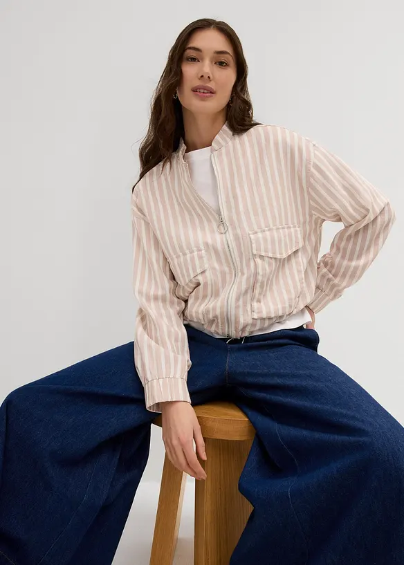 Veste style bomber, aspect lin, bonprix