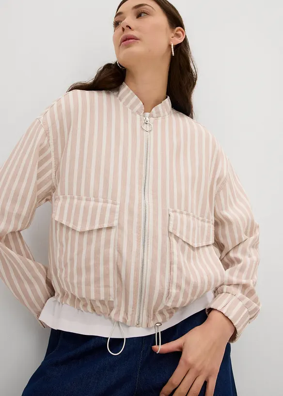 Veste style bomber, aspect lin, bonprix