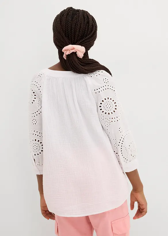 Blouse longue en gaze de coton légère, bonprix