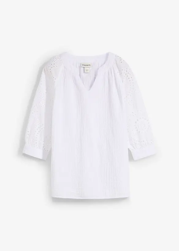 Blouse longue en gaze de coton légère, bonprix
