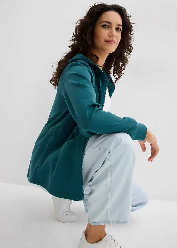 Sweat zipp&eacute; &agrave; capuche avec &eacute;lastique, bonprix